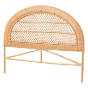 bali & pari Harini Natural Rattan Standalone Headboard - Handwoven Wicker Panel Headboard with Lattice Panel, King